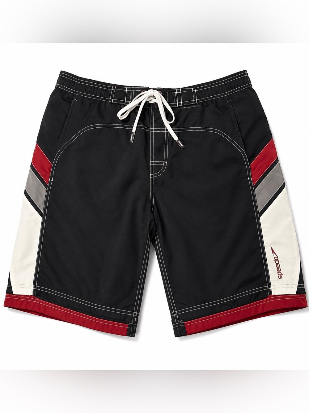 Speedo Retro Layback Volley Swim Trunks Y2K Colorblock Lined Board Shorts M / 32